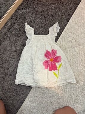 Zara White dress with Pink Floral Print